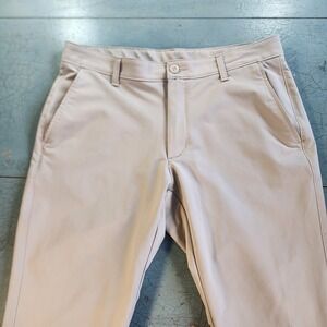 Under Armour Pants Men 36 X 30 Khaki Flat Front Solid Golf Logo